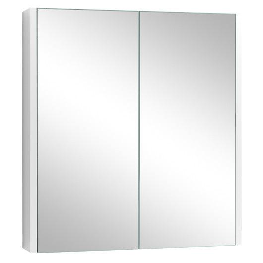 Costway 2-Tier Wall-Mounted Storage Cabinet with Double Mirror Doors