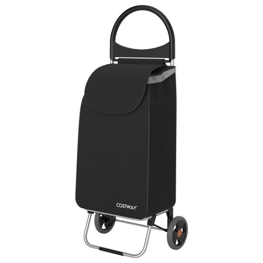 Costway 2-in-1 Black Portable Shopping Cart with 13.2 Gal Removable Bag