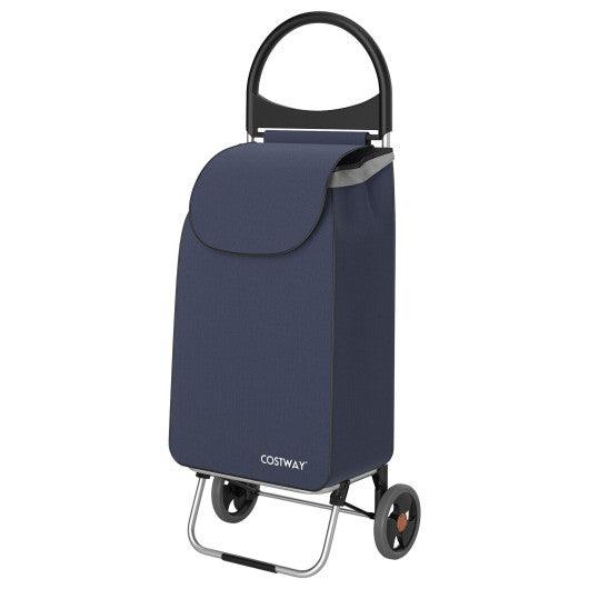 Costway 2-in-1 Navy Portable Shopping Cart with 13.2 Gal Removable Bag