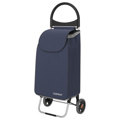 Costway 2-in-1 Navy Portable Shopping Cart with 13.2 Gal Removable Bag