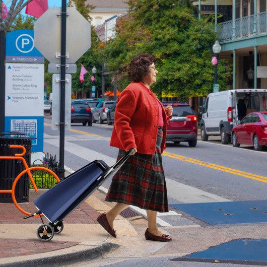 Costway 2-in-1 Portable Shopping Cart with Removable Bag and Cozy Handle