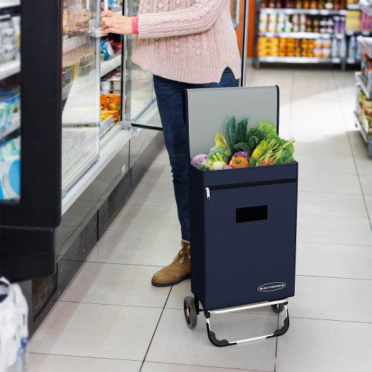 Costway 2-in-1 Portable Shopping Cart with Removable Bag and Cozy Handle