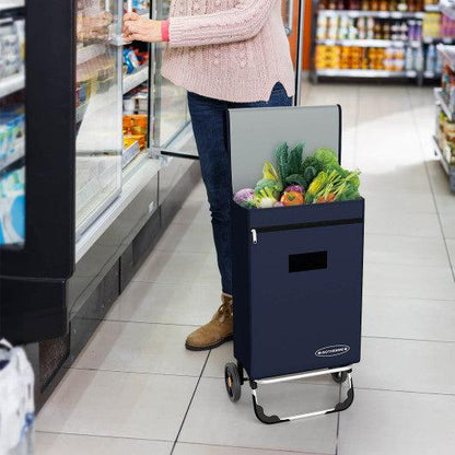 Costway 2-in-1 Portable Shopping Cart with Removable Bag and Cozy Handle