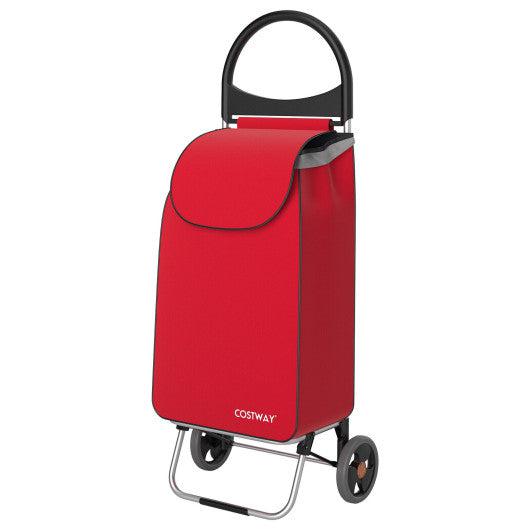 Costway 2-in-1 Red Portable Shopping Cart with 13.2 Gal Removable Bag