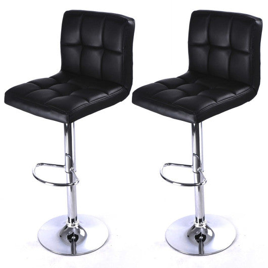 Costway 2 pcs. Black Bar Stool PU Leather Barstools Chairs Adjustable Counter Swivel Pub Style