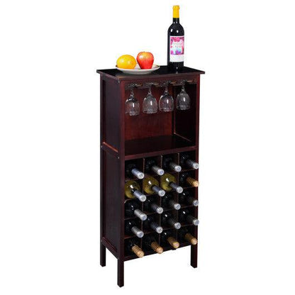 Costway 20 Bottles Burgundy Wood Storage Glass Holder Cabinet Wine Rack