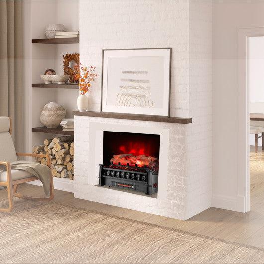 Costway 20" Electric Fireplace Heater with Realistic Birchwood Ember Bed-Black