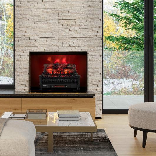 Costway 20" Electric Fireplace Heater with Realistic Pinewood Ember Bed-Black