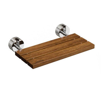 Costway 20 Inch Wall Mounted Teak Wood Folding Shower Bath Seat