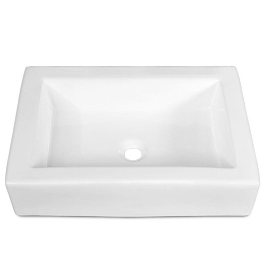 Costway 22.5 x 16 Inch Rectangle Bathroom Vessel Sink with Pop-up Drain