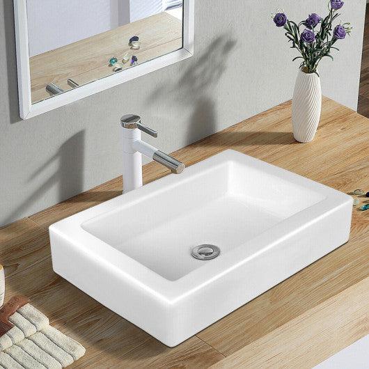 Costway 22.5 x 16 Inch Rectangle Bathroom Vessel Sink with Pop-up Drain