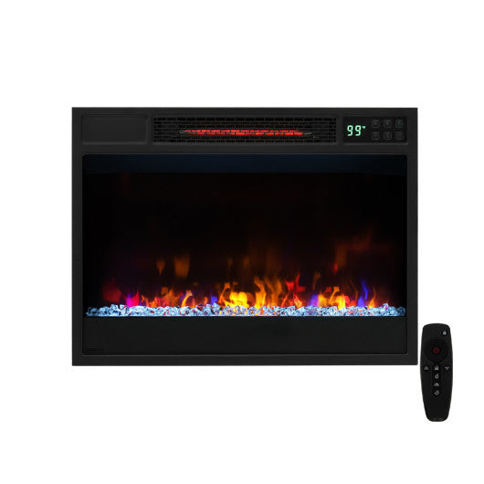 Costway 23" 1500W Recessed Electric Fireplace Insert with Remote Control-Black