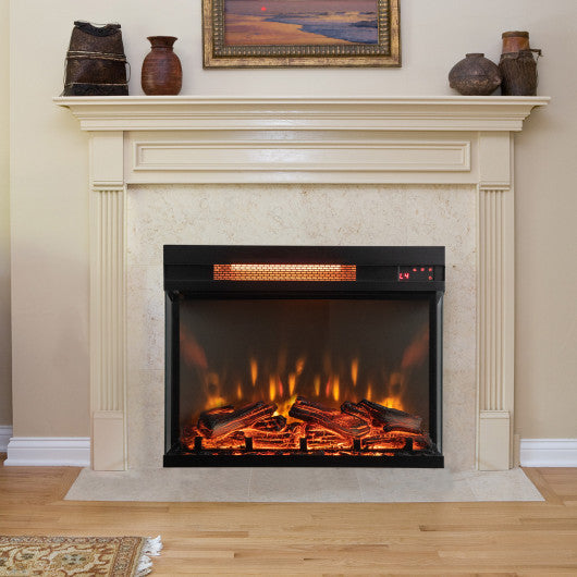 Costway 23" 3-Sided Electric Fireplace Insert with Remote Control-Black