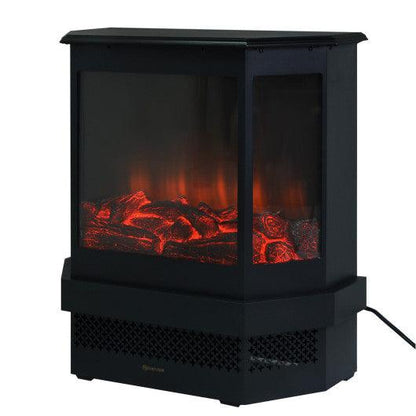 Costway 23” Free Standing Electric Fireplace 1500W Adjustable Heater Fire Tempered Glass