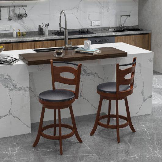 Costway 24" 2 Pieces Swivel Bar Stools with Curved Backrest and Seat Cushions