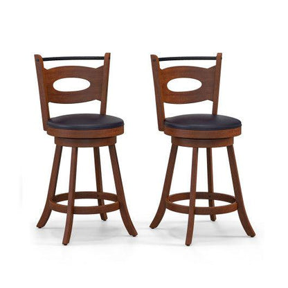 Costway 24" 2 Pieces Swivel Bar Stools with Curved Backrest and Seat Cushions