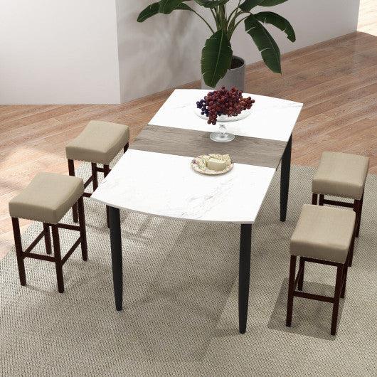 Costway 24" Set of 2 Beige Bar Stool with Curved Seat Cushions