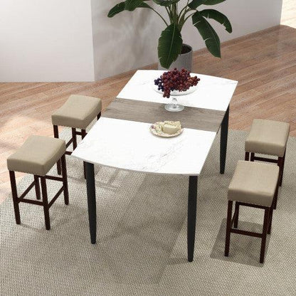Costway 24" Set of 2 Beige Bar Stool with Curved Seat Cushions