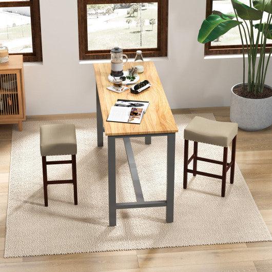 Costway 24" Set of 2 Beige Bar Stool with Curved Seat Cushions