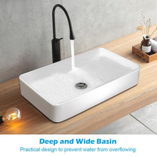 Costway 24 x 14 Inch Rectangle Bathroom Vessel Sink with Pop-up Drain