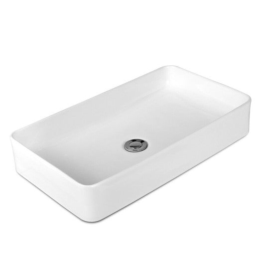 Costway 24 x 14 Inch Rectangle Bathroom Vessel Sink with Pop-up Drain