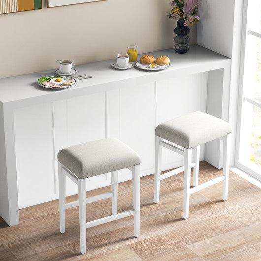 Costway 24.5" 2 Pieces Backless Barstools with Padded Seat Cushions