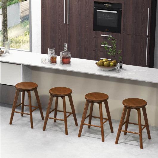 Costway 24.5" Set of 2 Counter Height Bar Stool with Rubber Wood Frame