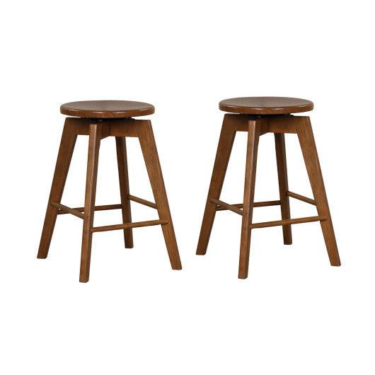 Costway 24.5" Set of 2 Counter Height Bar Stool with Rubber Wood Frame