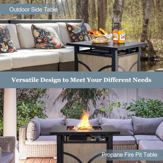 Costway 25" 40,000 BTU Propane Fire Pit Table with Lid and Fire Glass