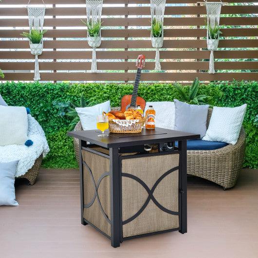 Costway 25" 40,000 BTU Propane Fire Pit Table with Lid and Fire Glass