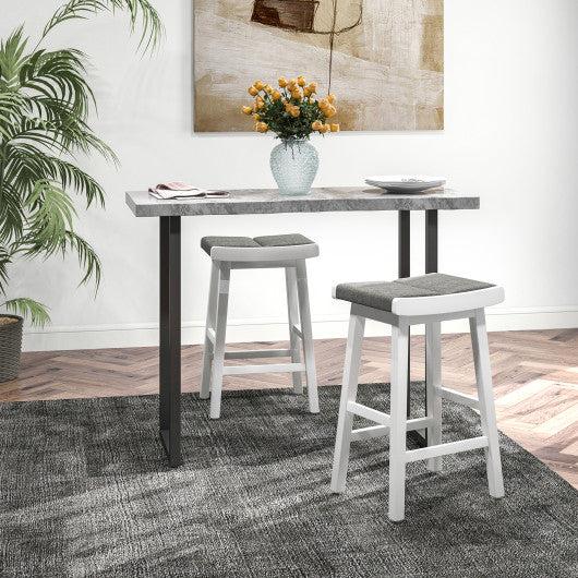 Costway 26" 2 Pieces Upholstered Saddle Barstools with Padded Cushions