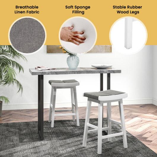 Costway 26" 2 Pieces Upholstered Saddle Barstools with Padded Cushions