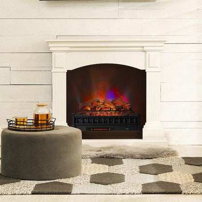 Costway 26" Electric Fireplace Heater with Remote Control and Realistic Lemonwood Ember Bed-Black