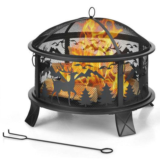 Costway 26" Outdoor Fire Pit with Spark Screen and Poker