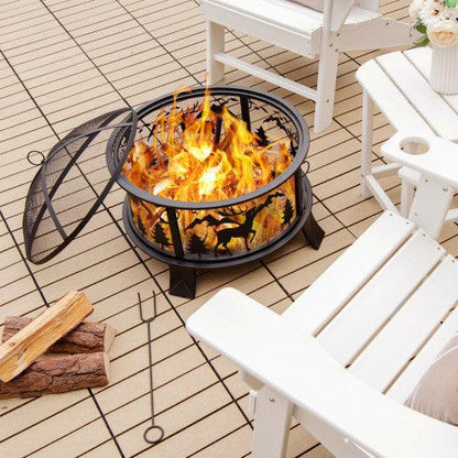 Costway 26" Outdoor Fire Pit with Spark Screen and Poker