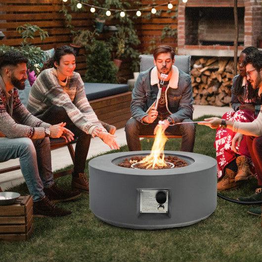 Costway 27.5" Gray Round Gas Fire Pit Table with Adjustable Flame