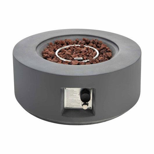Costway 27.5" Gray Round Gas Fire Pit Table with Adjustable Flame