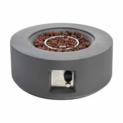 Costway 27.5" Gray Round Gas Fire Pit Table with Adjustable Flame