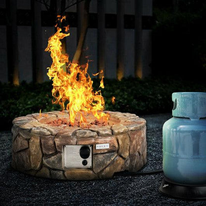 Costway 28" 40 000 BTU Stone Brown Propane Gas Outdoor Fire Pit