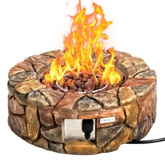 Costway 28" 40 000 BTU Stone Brown Propane Gas Outdoor Fire Pit