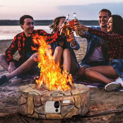Costway 28" 40 000 BTU Stone Brown Propane Gas Outdoor Fire Pit