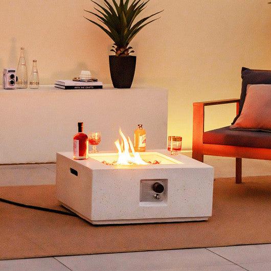 Costway 28" 40,000 BTU White Square Propane Gas Fire Pit with PVC Cover