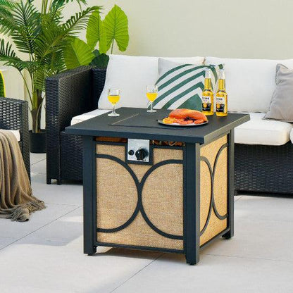 Costway 28" 50,000 BTU Outdoor Square Fire Pit Table with Cover