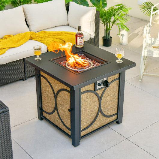 Costway 28" 50,000 BTU Outdoor Square Fire Pit Table with Cover