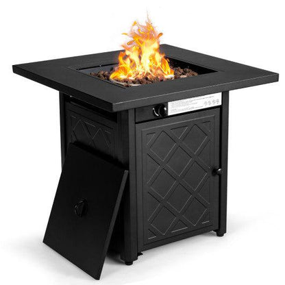 Costway 28" 50,000 BTU Propane Patio Square Gas Fireplace with Lava Rock - Black