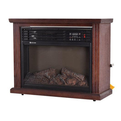 Costway 28" Free Standing Electric Fireplace 1500W Glass View Log Flame Remote Home