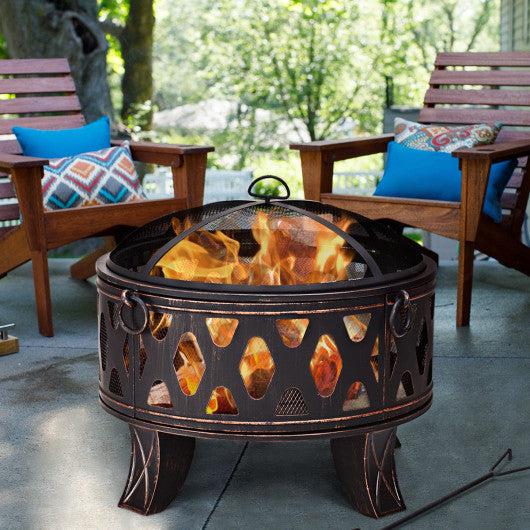 Costway 28" Outdoor Fire Pit BBQ Portable Camping Firepit Heater