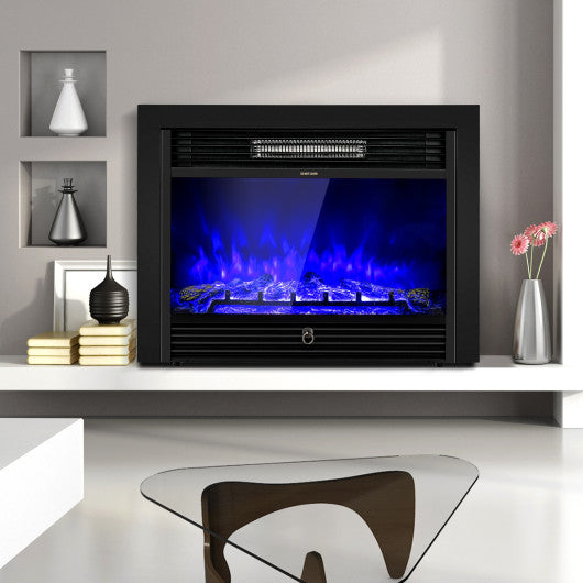 Costway 28.5" Electric Fireplace Recessed with 3 Flame Colors