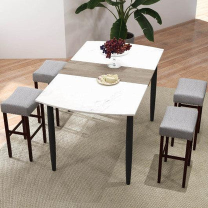 Costway 29" Gray Set of 2 Upholstered Bar Stool with Solid Rubber Wood Legs and Footrest