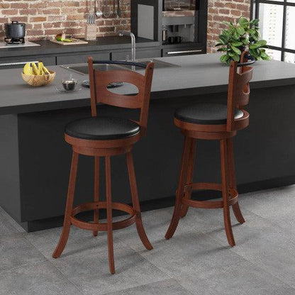Costway 29" Swivel Bar Stools with Curved Backrest and Seat Cushions